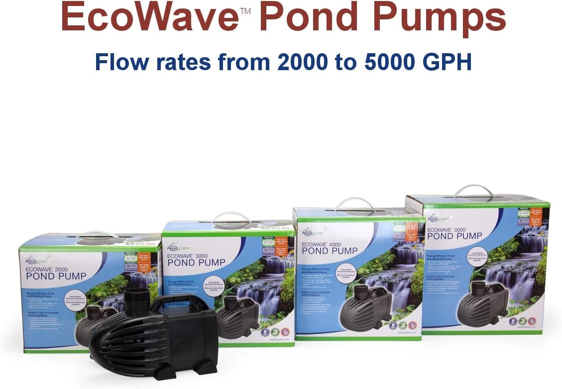 Aquascape EcoWave 5000 GPH Pond and Waterfall Pump, Mag-Drive, Quiet, Efficient, Compact | 91134(2000)