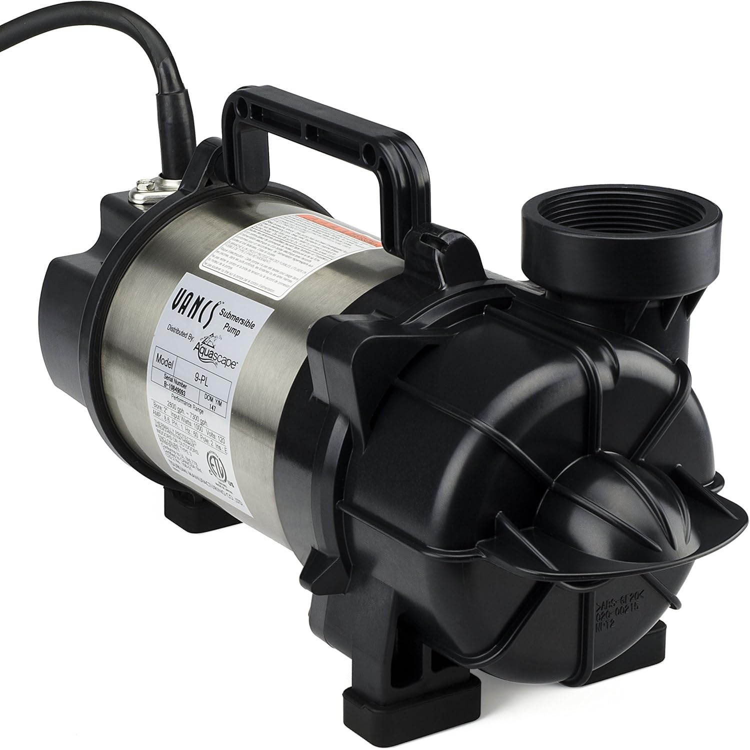 Aquascape 29976 Tsurumi 5PL Pump Solids Handling Skimmer and Pondless Waterfall Vault for Pond Water Feature Waterfall Garden, 5100 GPH 20 feet Cord 2 inch Discharge(9-PL 7000)