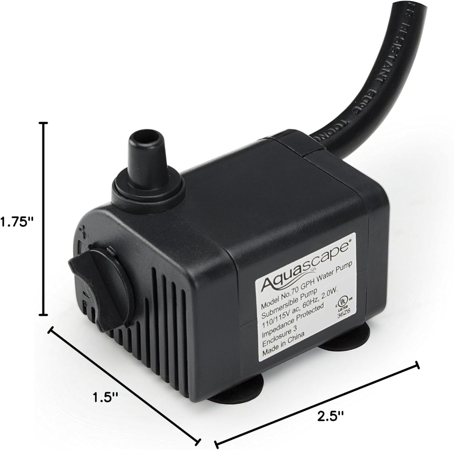 Aquascape Submersible 70 GPH Water Pump for Fountains, Waterfalls, Ponds, Aquariums, Filters, 91023(70 GPH)