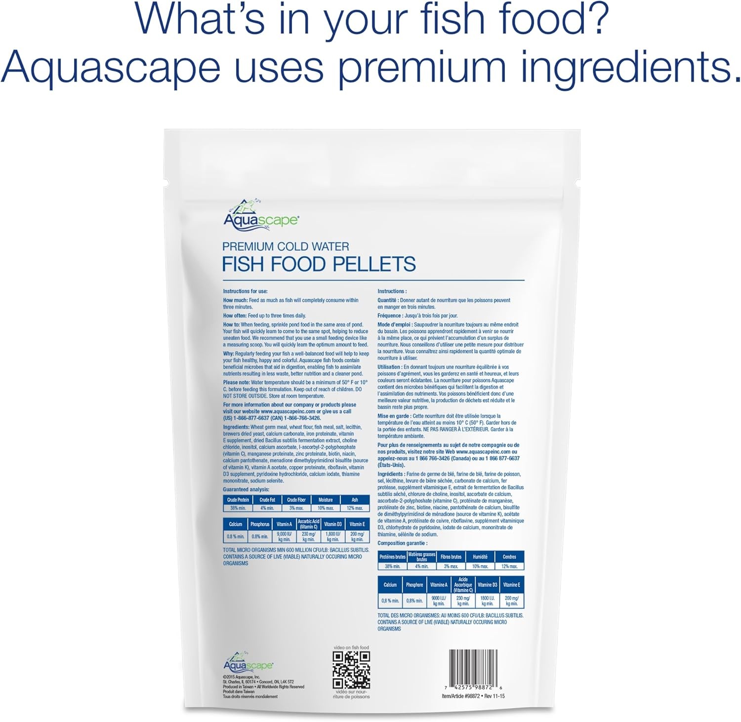 Aquascape 81003 Premium Cold Water Fish Food Pellets for Large Pond Fish, Large Pellet, 22 Pounds(1 Ounce (Pack of 1))