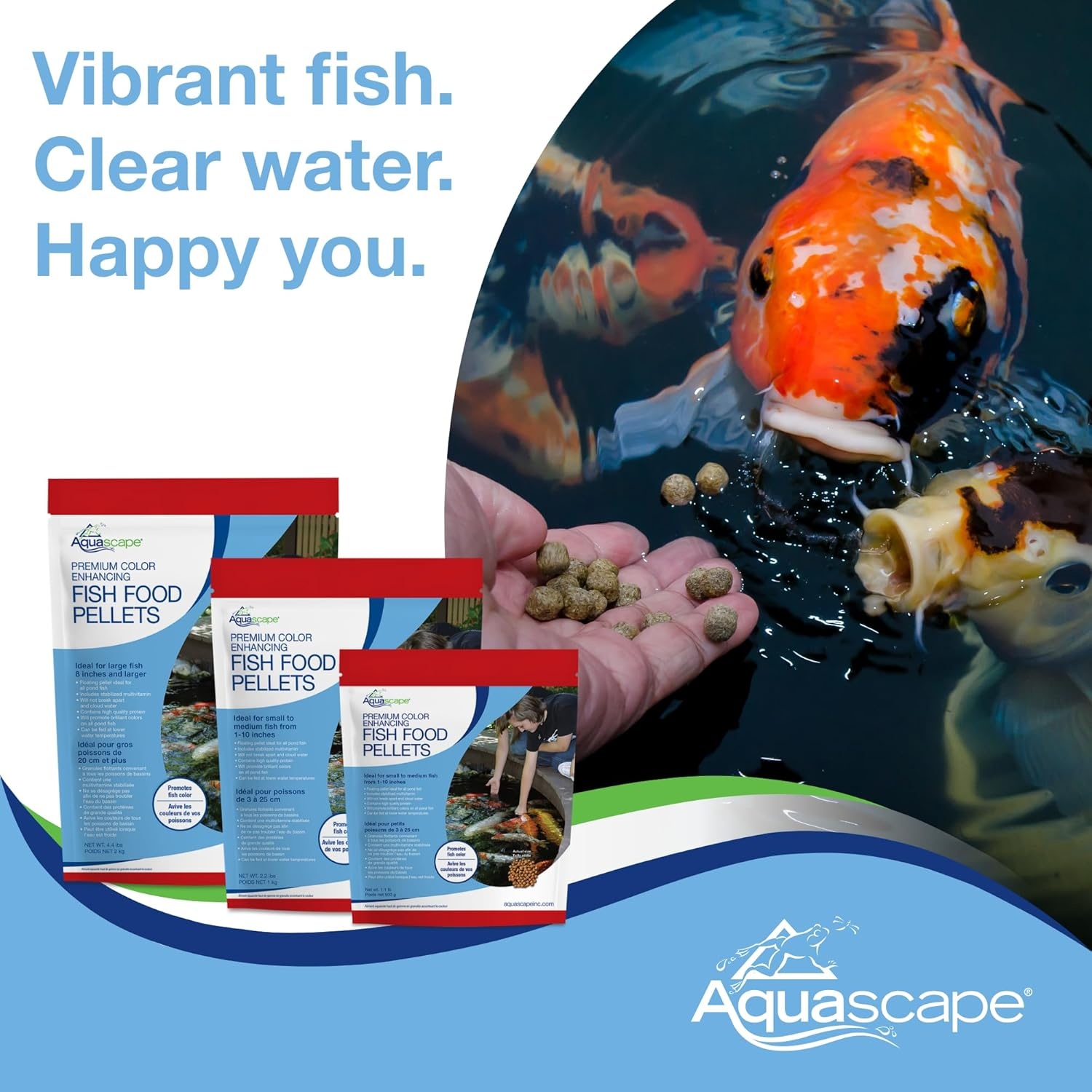 Aquascape Premium Color Enhancing Fish Food Pellets for Pond, Koi, Goldfish and More (2.2 lbs / 1 kg)(1.1 Pounds)