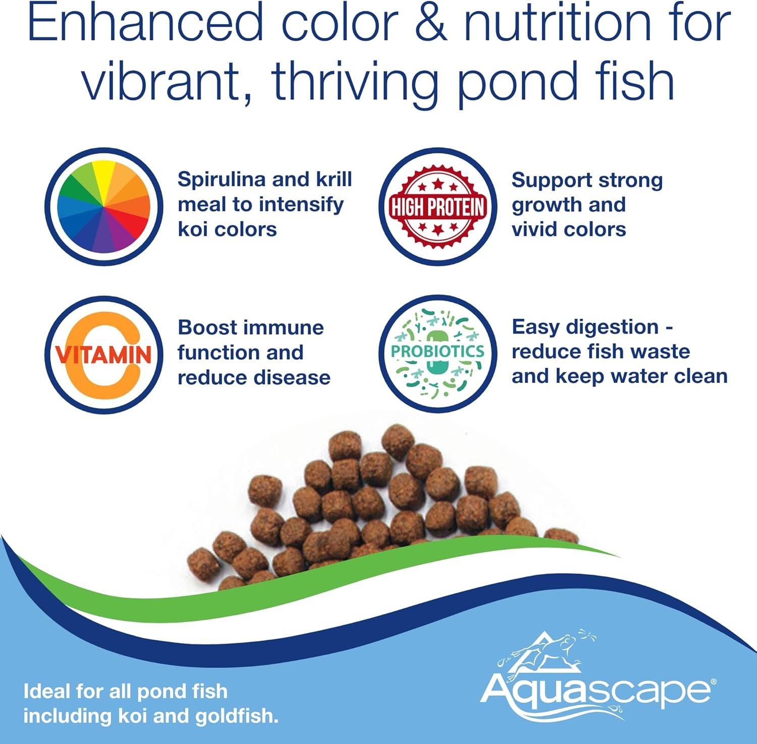 Aquascape Premium Color Enhancing Fish Food Pellets for Pond, Koi, Goldfish and More (2.2 lbs / 1 kg)(2.2 Pound (Pack of 1))