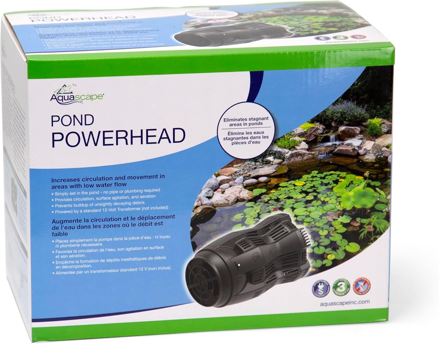 Aquascape Pond Powerhead Circulation Pump, Directional Water Flow Control, 40 watt | 91142((Pack of 1))