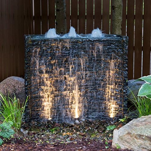 Aquascape Stacked Slate Spillway Wall Landscape Fountain Kit with Aquabasin and Ultra Pump, 32-inch | 78269(Fountain Wall / 32-inch)