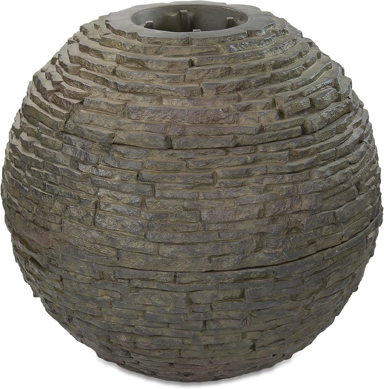 Aquascape Stacked Slate Sphere Fountain, 40 Inch Diameter (102 cm), Lightweight Fiber-Resin Composite Decorative Water Feature, Includes Tubing for Easy Setup, 78289(40″ Dia (102 cm))