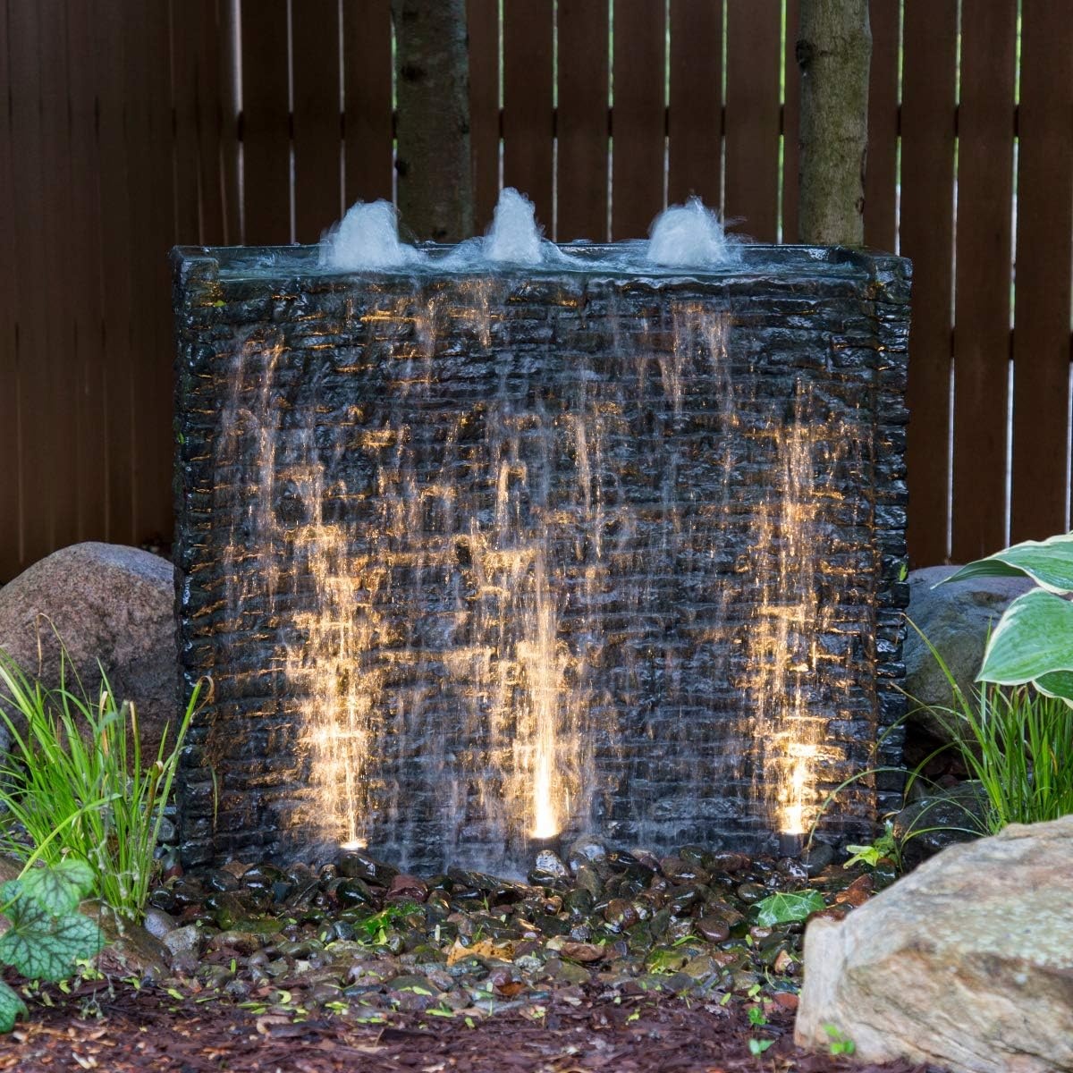 Aquascape Stacked Slate Spillway Wall Landscape Fountain Kit with Aquabasin and Ultra Pump, 32-inch | 78269(32″)