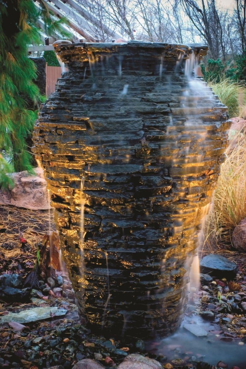 Aquascape 78221 Fire Fountain Stacked Slate Urn Add-On Kit(Urn & Install Kit)