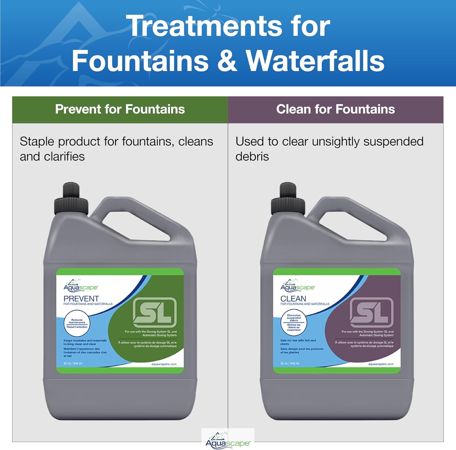 Aquascape Clean Fountain and Waterfall Water Treatment for Dosing System SL, 96095(CLEAN)