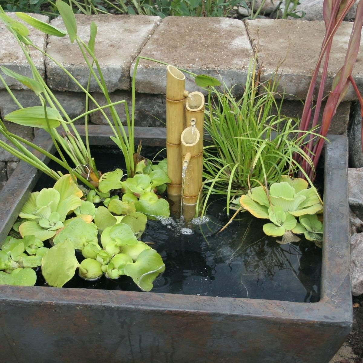 Aquascape Pouring Three-Tier Bamboo Fountain Fountain for Ponds and Water Gardens, Poly-Resin | 78307