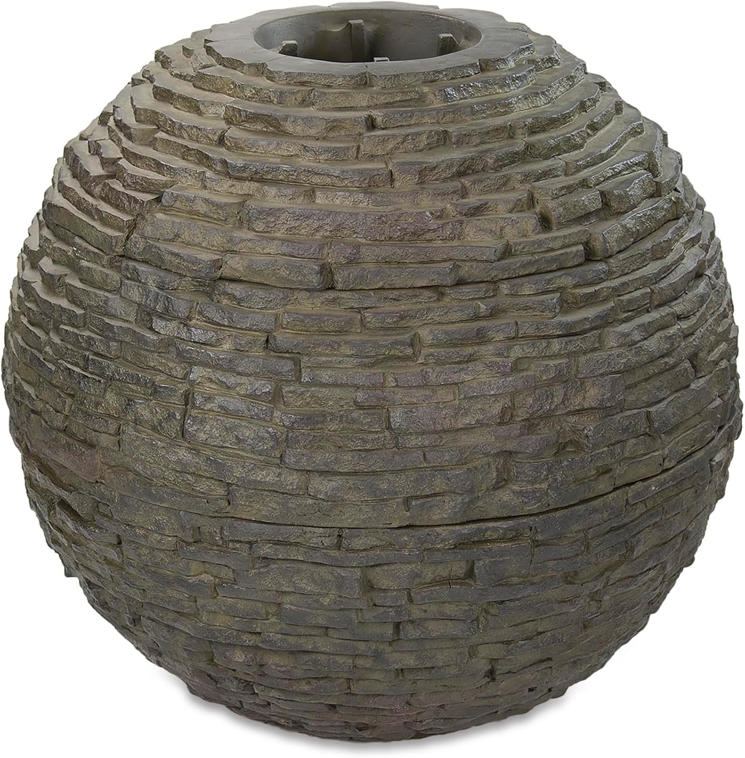 Aquascape Stacked Slate Sphere Fountain, 24 Inch Diameter 61 cm, Lightweight Fiber-Resin Composite Decorative Water Feature, Includes Tubing for Easy Setup, 78287(24″ Dia (61 cm))