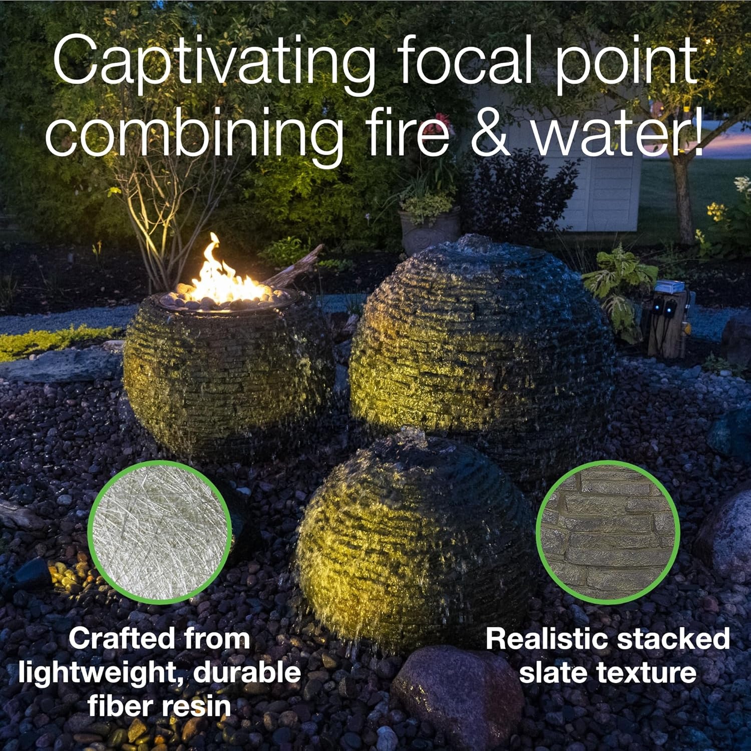 Aquascape Fire and Water Stacked Slate Sphere Medium | 58093