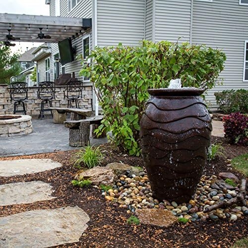 Aquascape Scalloped Urn Water Fountain for Outdoor, Landscape and Garden, Medium, 45-inch H | 78239(Brown)