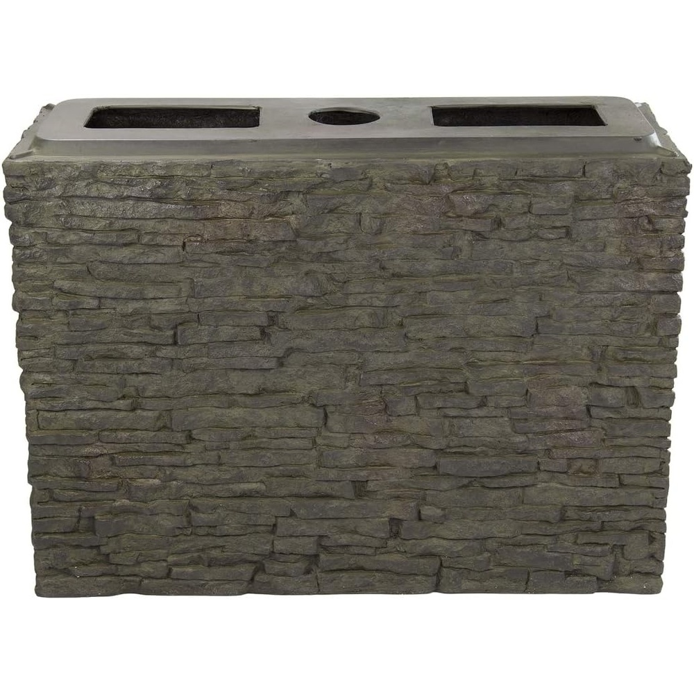 Aquascape Straight Stacked Slate Wall Base Water Fountain for Yard, Landscape, and Garden, Large, 26-inch H | 78278
