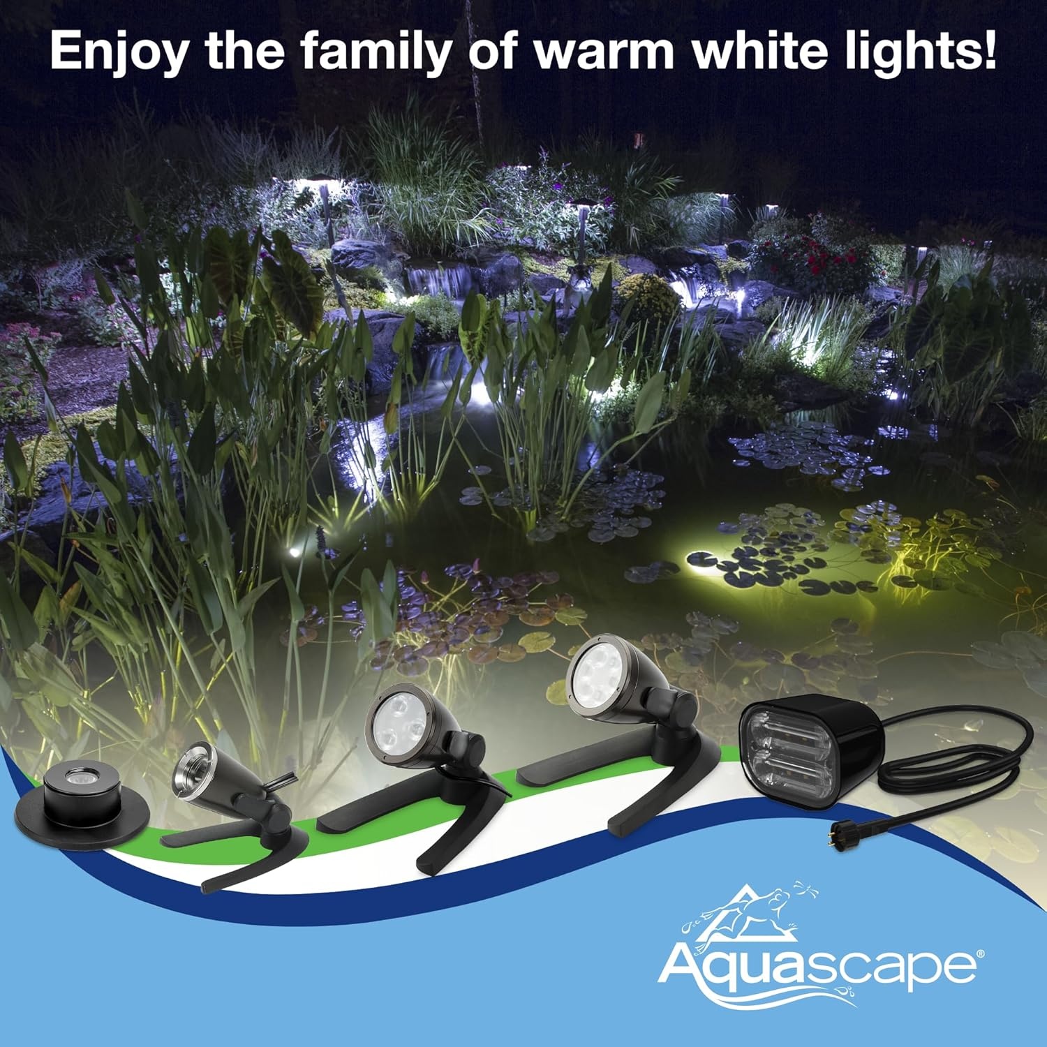 Aquascape Pond and Landscape LED 3-Watt Spotlight 6-Pack, Warm White Low Voltage Submersible Outdoor Lights for Water Features, Gardens, Trees, and Waterfalls, 84047