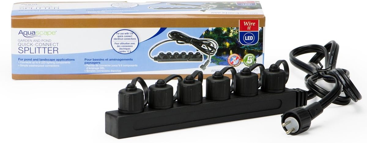 Aquascape 84022 12 Volt with Quick Connects 6-Way Lighting Splitter Black(6-Way)