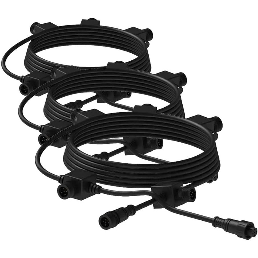 Aquascape 1-Outlet White LED Outdoor Lighting Extension Cable, 2-Pin, Black, 98998(5-Prong)