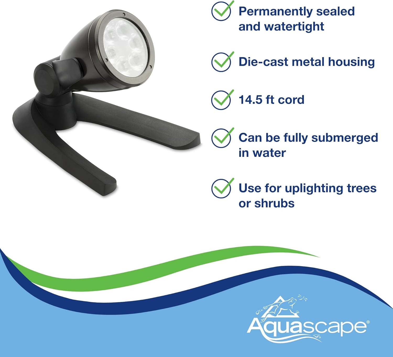 Aquascape LED Pond Garden Landscape Spotlight 6 Watt | Submersible | 12 Volt | 5 Year Limited Warranty(6-Watt Spotlight)
