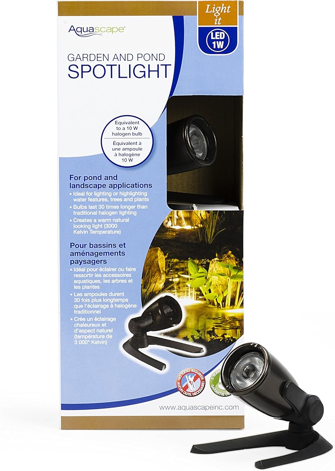 Aquascape LED Pond Garden Landscape Spotlight 6 Watt | Submersible | 12 Volt | 5 Year Limited Warranty(1-Watt Spotlight (Pack of 6))