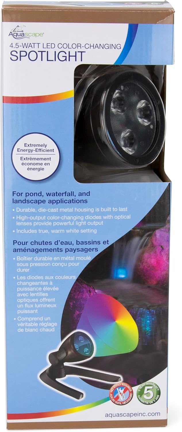 Aquascape LED Color Changing Pond and Garden Spotlight, Waterproof, Submersible, 4.5-Watt | 84059(4.5-watt)