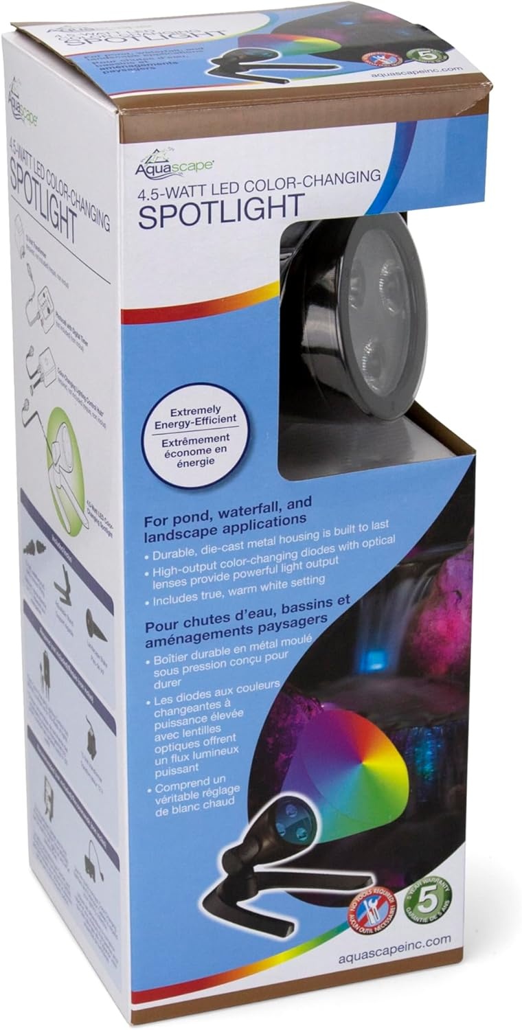 Aquascape LED Color Changing Pond and Garden Spotlight, Waterproof, Submersible, 4.5-Watt | 84059(4.5-watt)
