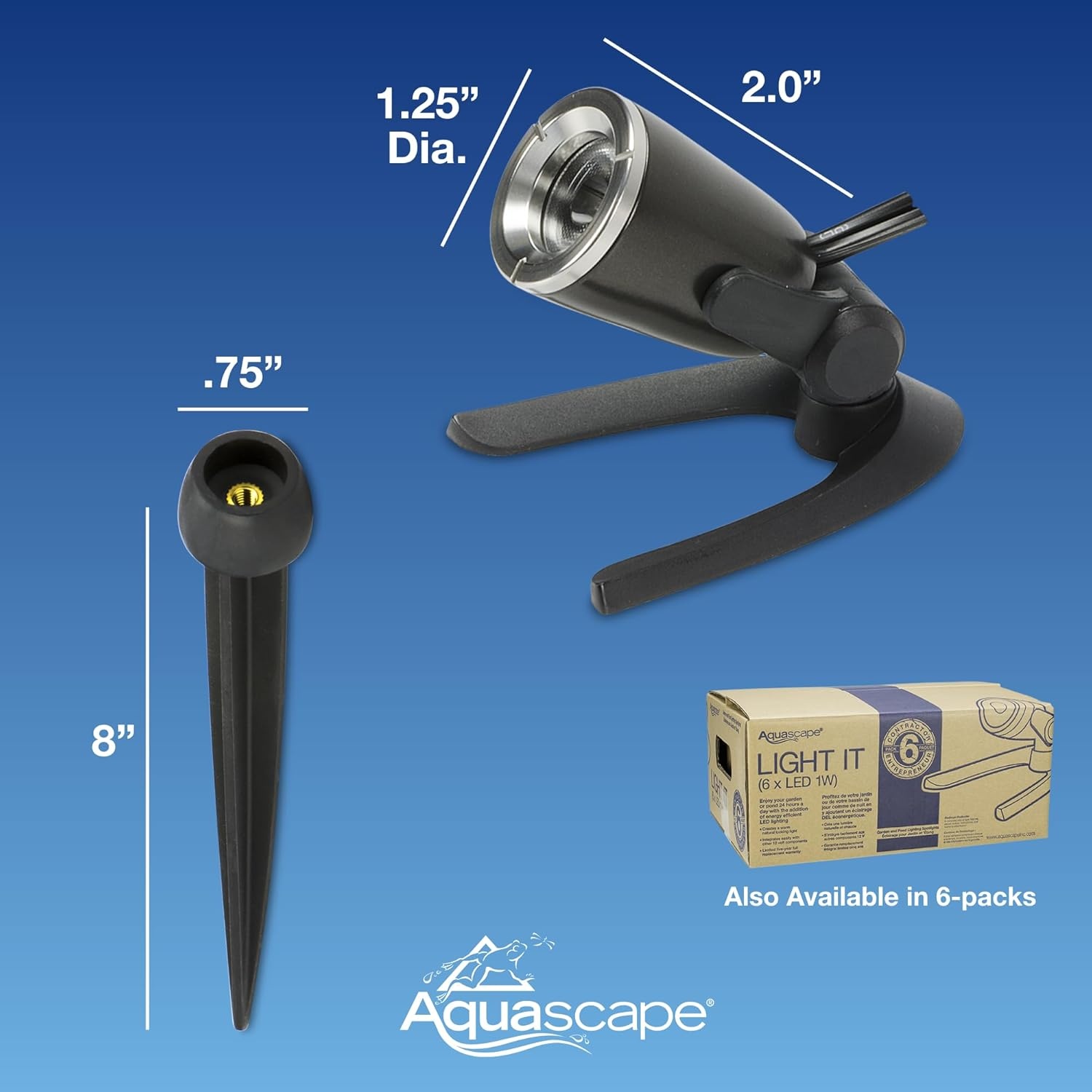 Aquascape LED Pond Garden Landscape Spotlight 6 Watt | Submersible | 12 Volt | 5 Year Limited Warranty(1-Watt Waterfall Light)