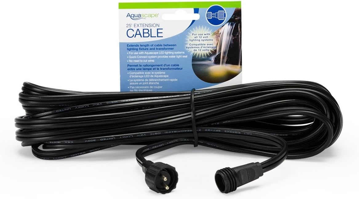 Aquascape 1-Outlet White LED Outdoor Lighting Extension Cable, 2-Pin, Black, 98998(2-Pin)