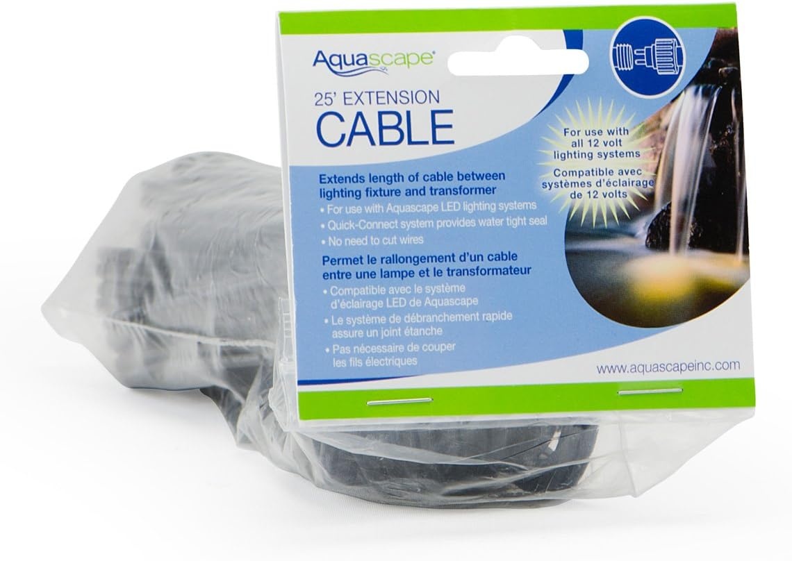 Aquascape 1-Outlet White LED Outdoor Lighting Extension Cable, 2-Pin, Black, 98998(2-Pin)