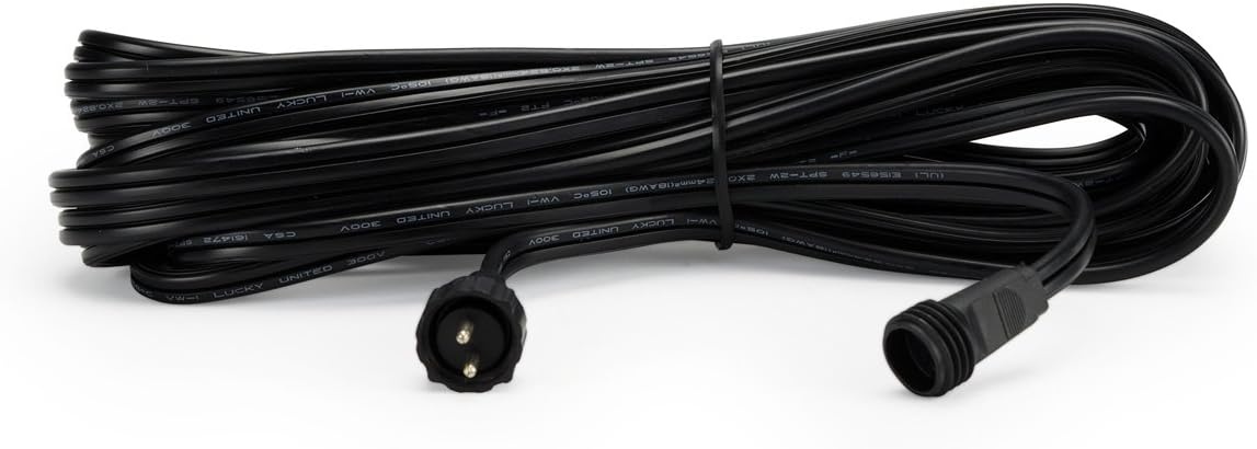 Aquascape 1-Outlet White LED Outdoor Lighting Extension Cable, 2-Pin, Black, 98998(2-Pin)