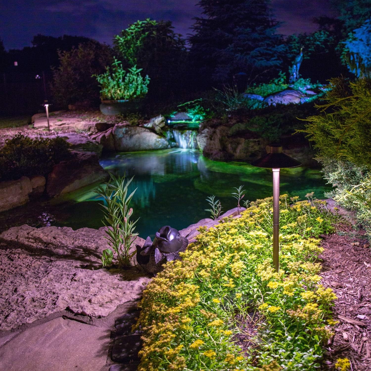 Aquascape Path and Area LED Landscape Light, Dome Top Design, Durable Brass, Antique Bronze Finish, 3-Watt, Low Voltage LVL | 84064 , Brown(Dome Top)