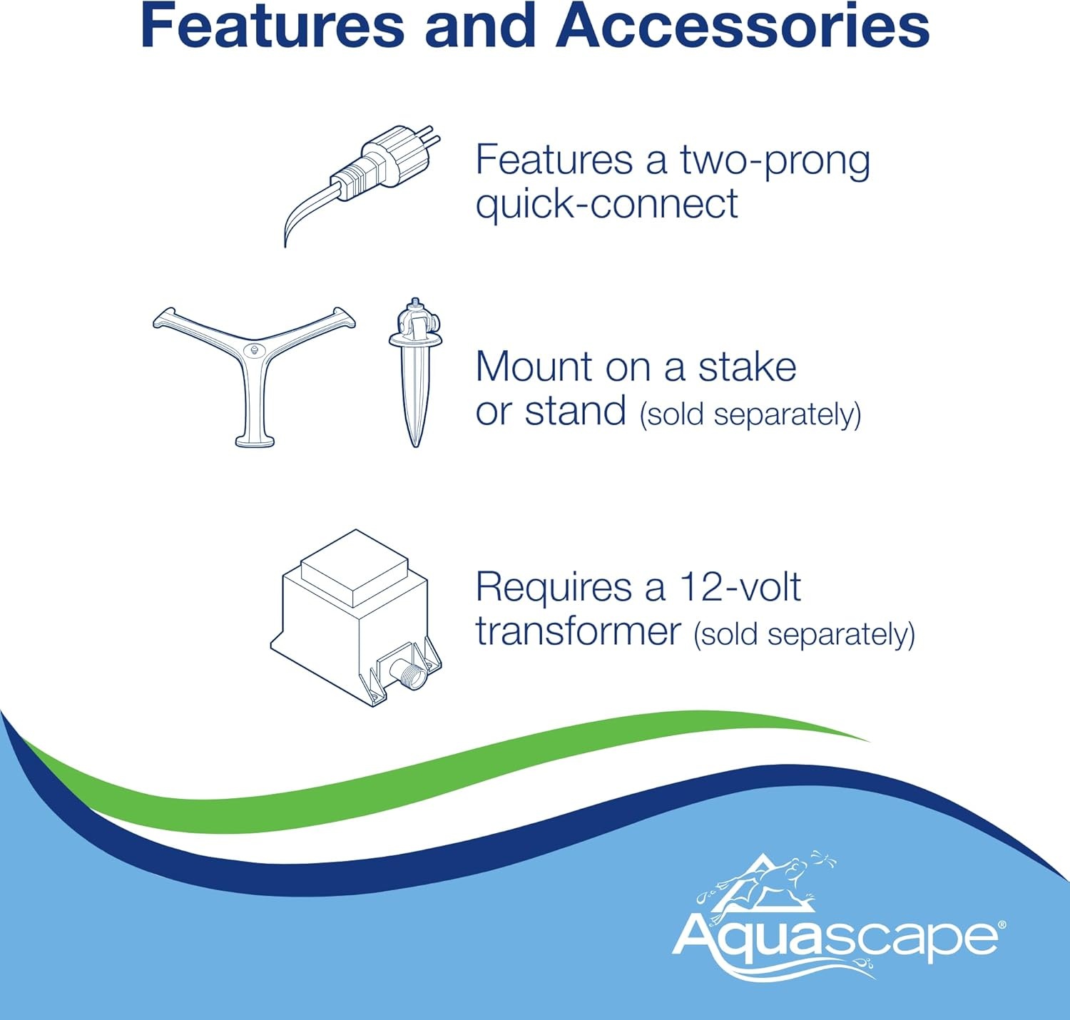 Aquascape LED Pond Garden Landscape Spotlight 6 Watt | Submersible | 12 Volt | 5 Year Limited Warranty(8-Watt Wide-Angle Light)