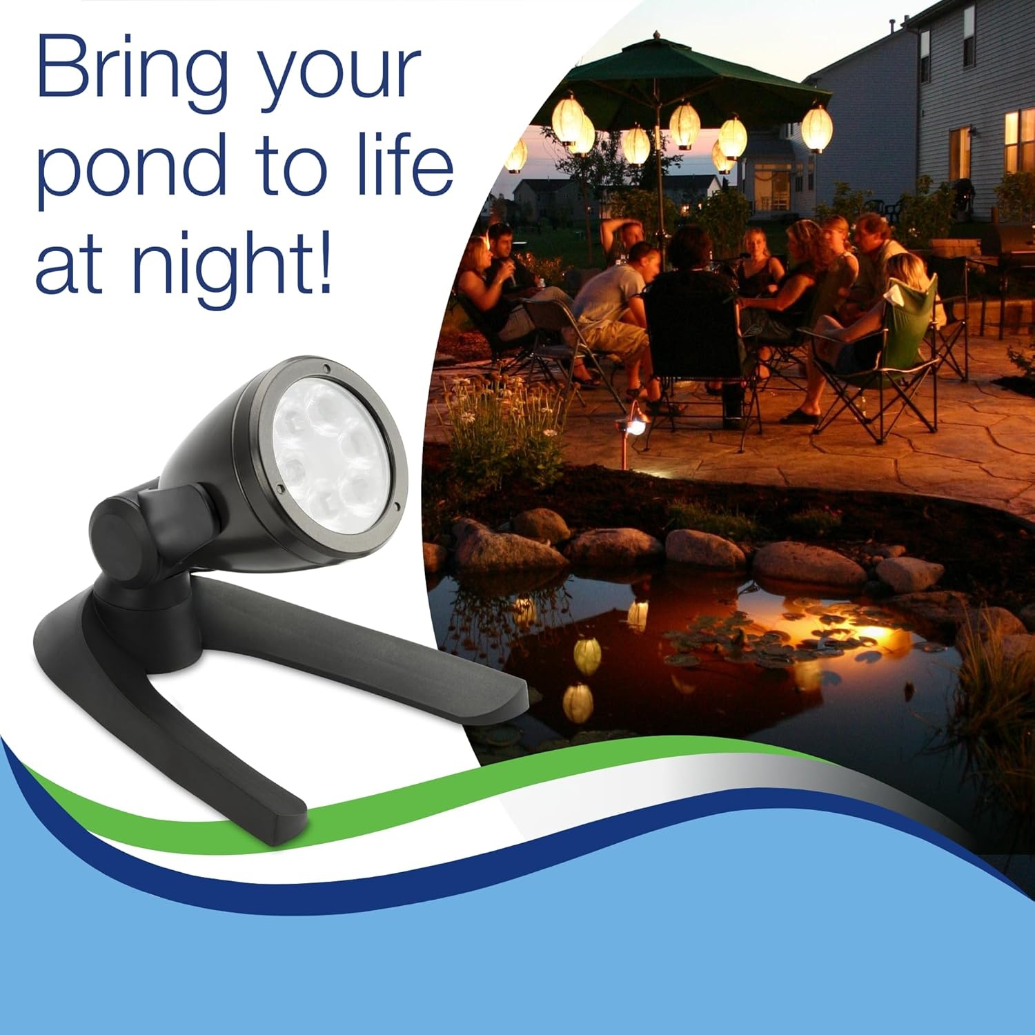 Aquascape Pond and Landscape LED 6-Watt Spotlight 6-Pack, Warm White Low Voltage Submersible Outdoor Lights for Water Features, Gardens, Trees, and Waterfalls, 84048