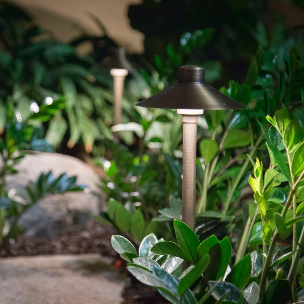Aquascape Path and Area LED Landscape Light, Hat Top Design, Durable Brass, Antique Bronze Finish, 3-Watt, Low Voltage LVL | 84063(Hat Top 6-PACK)