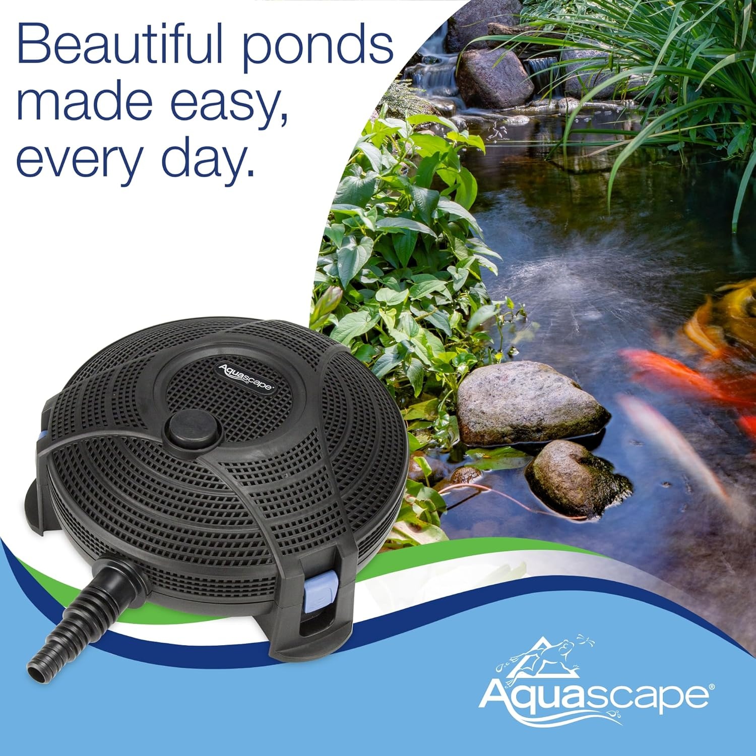 Aquascape 95110 Submersible Pond Water Filter | Mechanical and Biological Filtration(small piece of pipe or 3/4-inch threaded fitting)