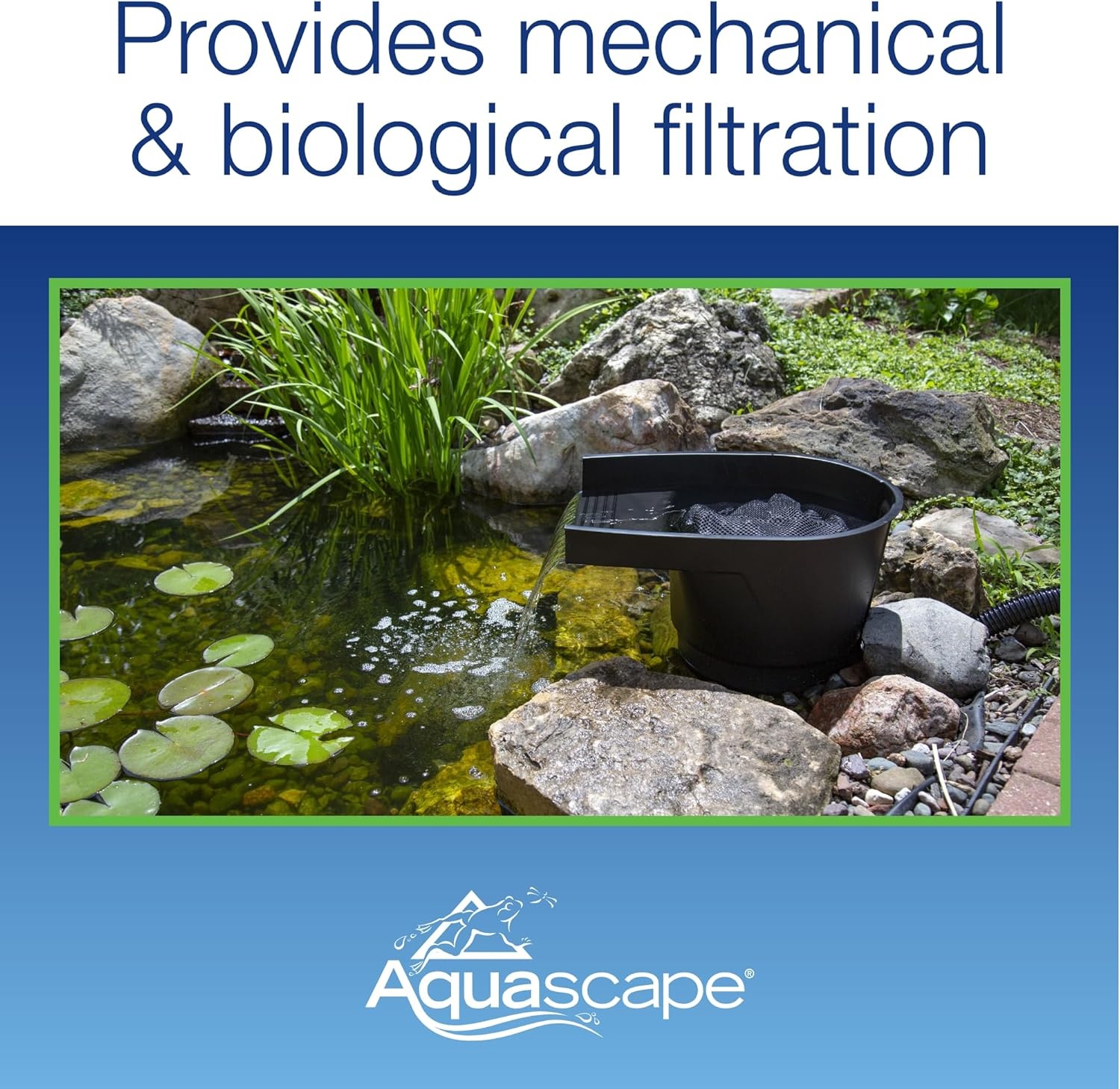 Aquascape Pond Filter and Waterfall Spillway, Efficient Mechanical and Biological Filtration, Compact | 77020,Black(Spillway)