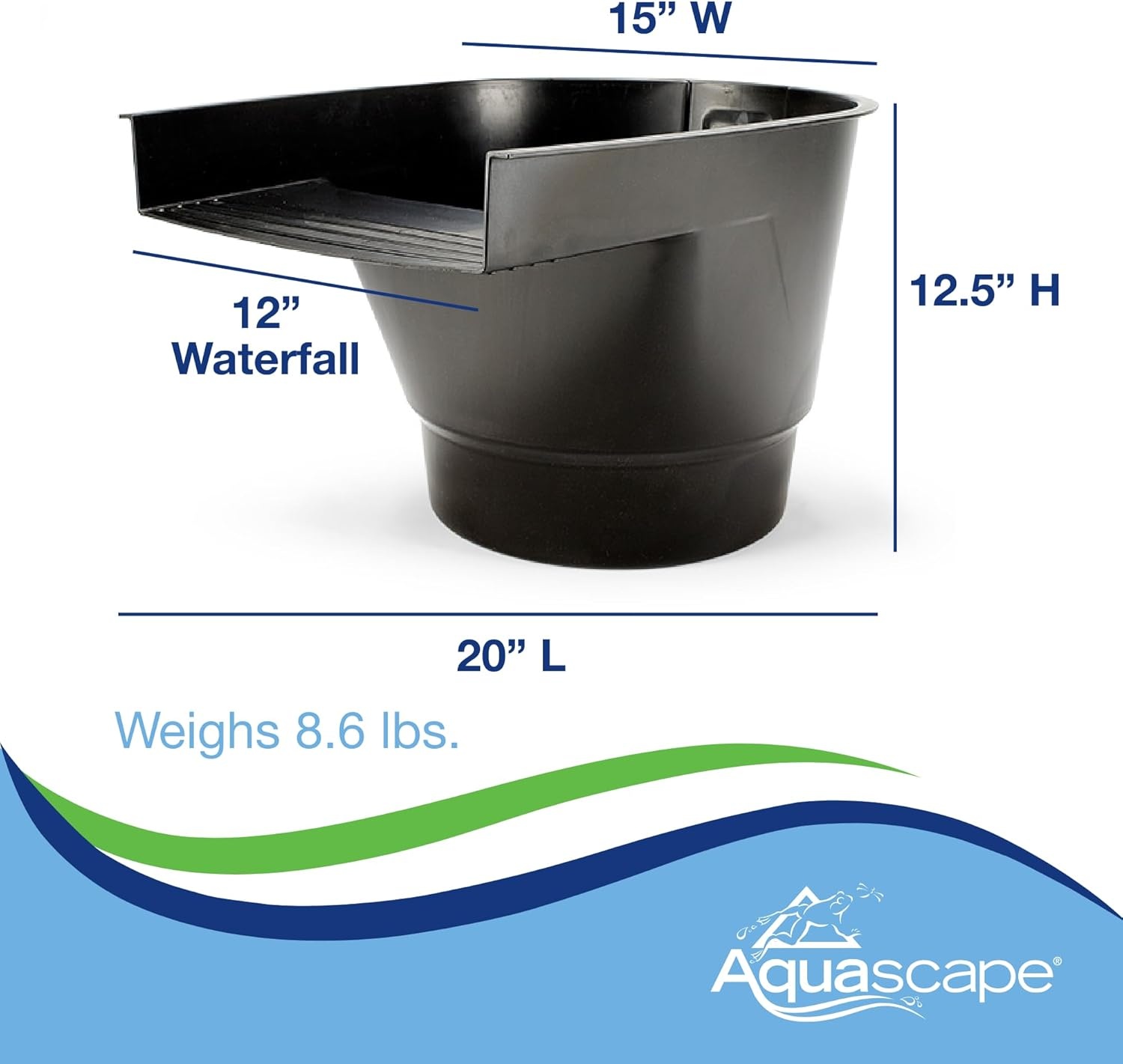 Aquascape Pond Filter and Waterfall Spillway, Efficient Mechanical and Biological Filtration, Compact | 77020,Black(Spillway)