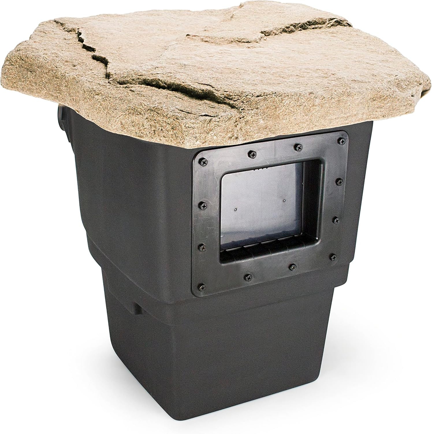 Aquascape Signature Series 1000 Pond Skimmer, Large-Capacity Surface Debris Removal with Rigid Basket and Filter Mat, Adjustable Weir, Includes Faux Rock Lid, for Ponds Up to 1,000 sq. ft.,43022(400)