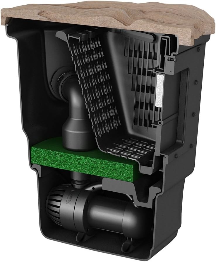 Aquascape Signature Series 1000 Pond Skimmer, Large-Capacity Surface Debris Removal with Rigid Basket and Filter Mat, Adjustable Weir, Includes Faux Rock Lid, for Ponds Up to 1,000 sq. ft.,43022(1000)