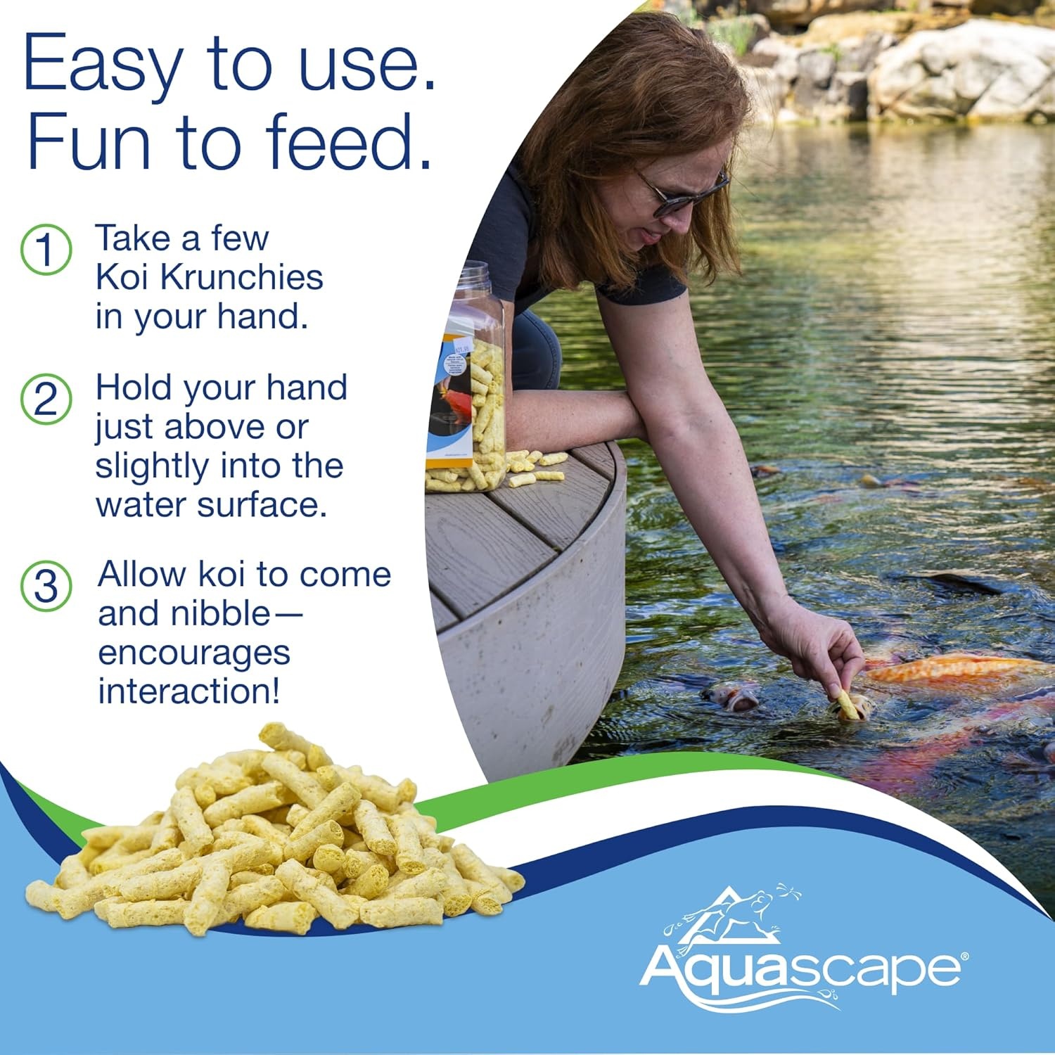 Aquascape Koi Krunchies Fish Food Large 1.1 lbs / 400 g for Hand Feeding in Pond Water Feature, 81000