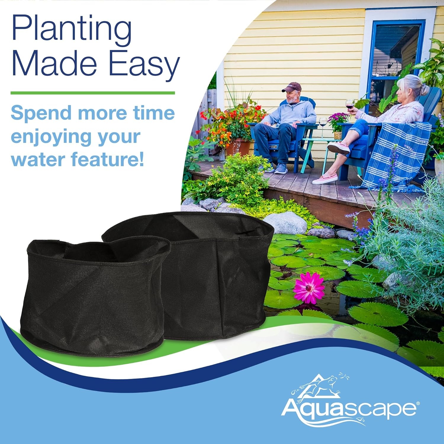 Aquascape 98500 Fabric Plant Pot 12″ Round x 8″ Deep (2 Pack) for Pond Water Feature and Garden(8 x 6-Inch)