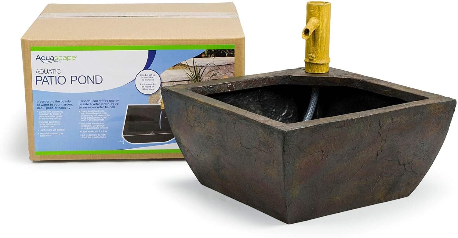 Aquascape Aquatic Patio Pond Kit Container Water Garden Includes Bamboo Fountain and Pump